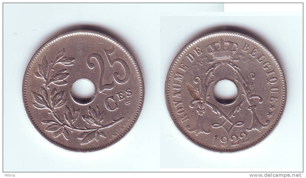 Belgium 25 Centimes 1922 (legend In French) - 25 Cent