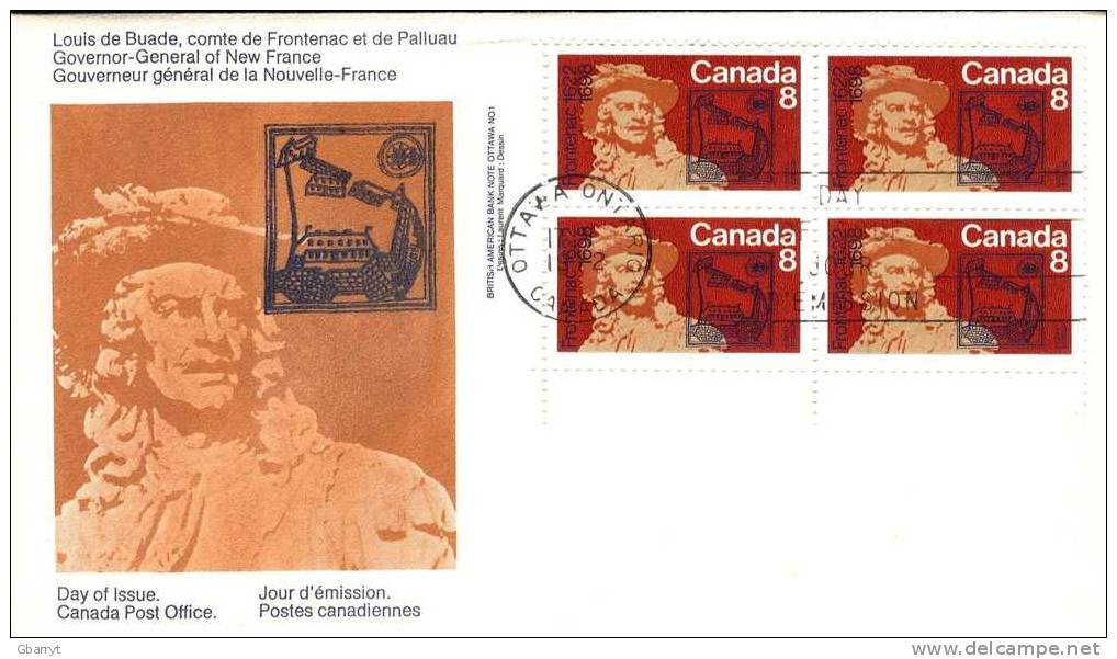 Canada Scott #  # 561 Frontenac  Lower Left  Plate #1 Block Of 4. Canada Post Cover - 1971-1980