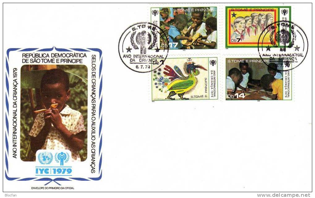 UNO Jahr Des Kindes 1979 Phantasie St. Thomas Insel 579/2 + Block 34 Auf 2FDC 80€ Junge Pfadfinder - São Tomé Und Príncipe