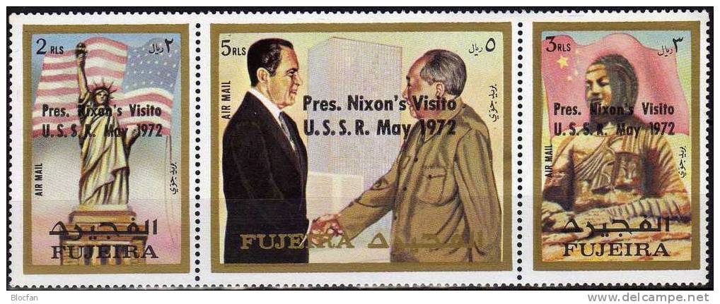 USA Präsident Nixon In China / SU 1972 VAE Ajman 1099/1,1484/6+ 2xZD ** 23€ Besuch Bei Breshnew In Moskau - Mao Tse-Tung