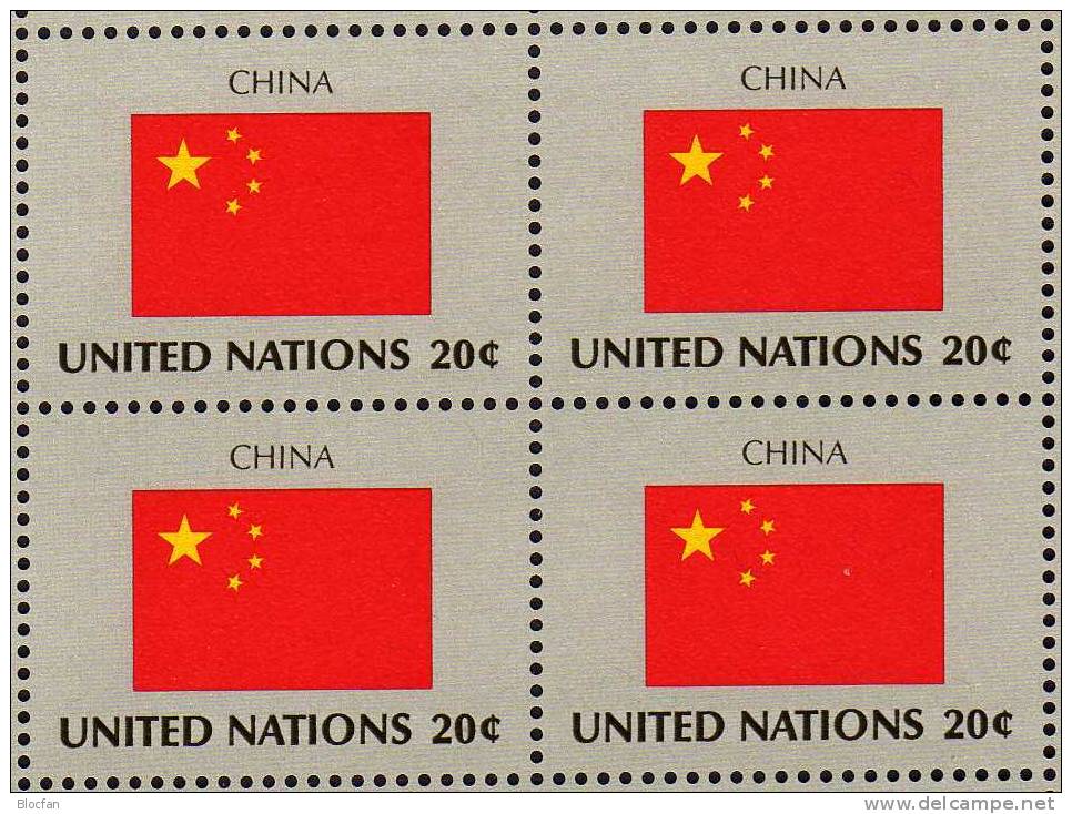 Flaggen IV 1983 CHINA New York 430+ 4-Block + Kleinbogen ** 7€ China, Peru, Bulgarien, Kanada - Briefmarken