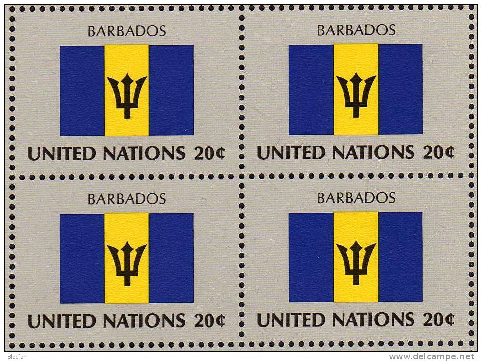 Flaggen IV 1983 BARBADOS New York 423+ 4-Block + Kleinbogen ** 7€ Großbritannien, Barbados, Israel, Nepal - Briefmarken