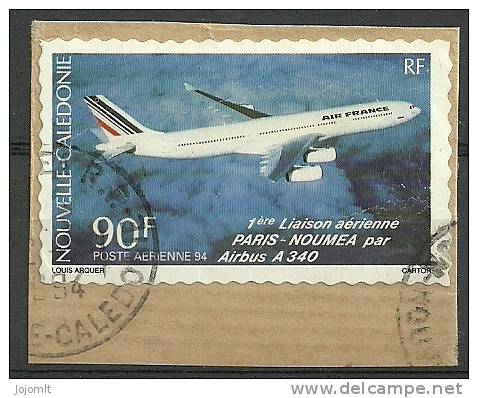 Nouvelle Calédonie - YT PA 311 (o) Auto-adhésif  - 1994 - Avion A-340 Air France - Oblitéré S/ Fragment - Used Stamps