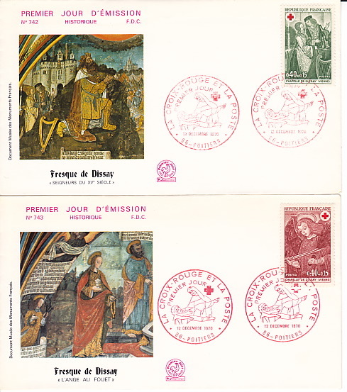 FRANCE  1970 Croix Rouge     Dissay  FDC Non Adressé  Yv  1661-2 - Rotes Kreuz