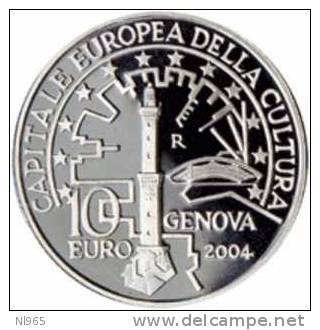 ITALY - REPUBBLICA ITALIANA ANNO 2004 - GENOVA CAPITALE EUROPEA DELLA CULTURA  -  EURO 10,00 In Argento - Italia