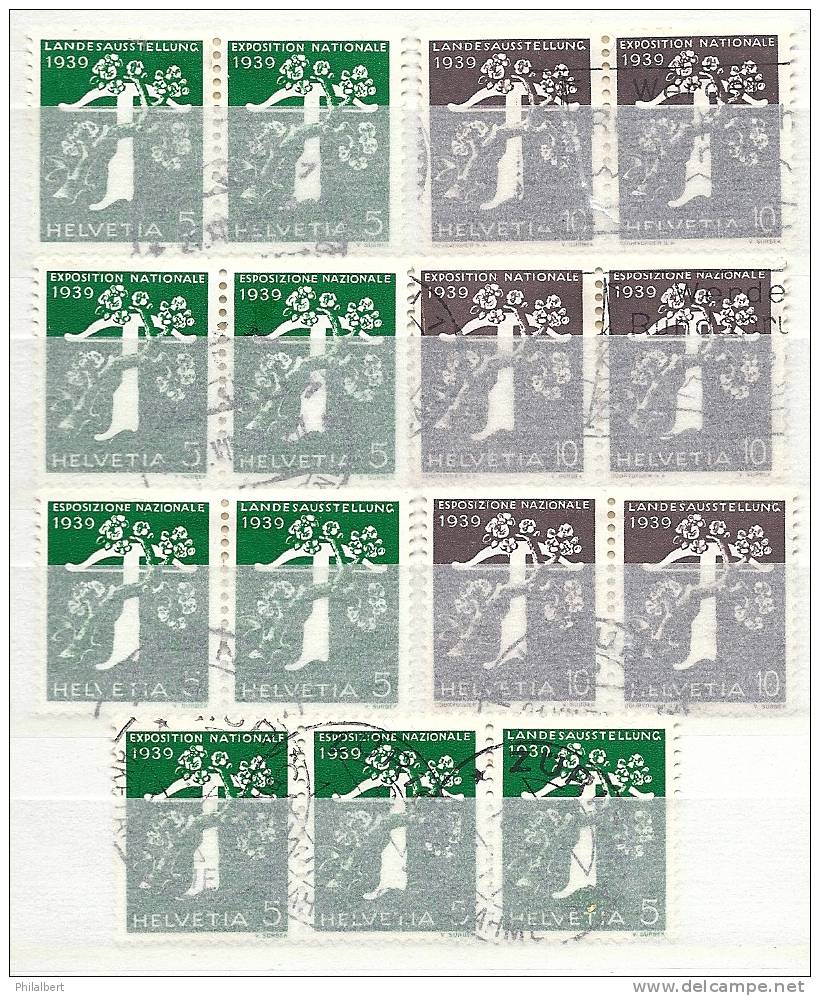 CHZ25 - Lot De Timbres Se Tenant Expo 1939 Obl. - Zusammendrucke