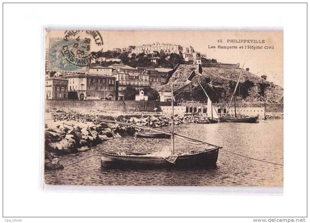 ALGERIE Philippeville Vue Générale, Remparts, Hopital Civil, Ed ? 13, 1906 - Skikda (Philippeville)