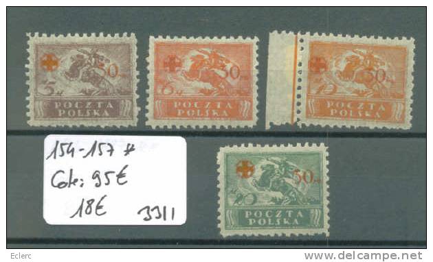 POLOGNE   No Michel 154-157  * ( Avec Charnière )         Cote:  95 € - Unused Stamps