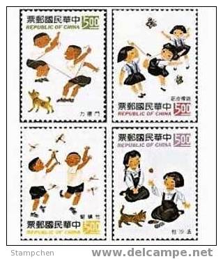 Taiwan 1993 Toy Stamps Dueling Rubber Band Bamboo Sandbag Dragonfly Butterfly Cat Dog - Unused Stamps
