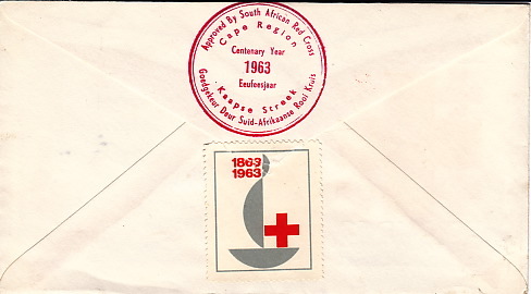 AFRIQUE DU SUD   1963  Centenaire De La Croix Rouge  FDC  Vignette Commémorative Au Dos - Rotes Kreuz