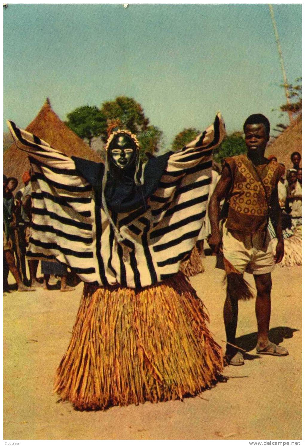 MASQUES AFRICAINS) Série CP N 19 -  MASQUE CEREMONIAL   N' ZO   ( Guinée)  - Cachet 1967 Flamme ( Pub Soufrane) - Guinea