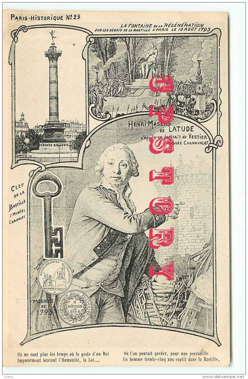 ORENS ? - PARIS HISTORIQUE N° 23 - Clef De La Bastille Et Henri Masers Latude - Monnaie De 1793 - RARE - Dos Scané - Orens