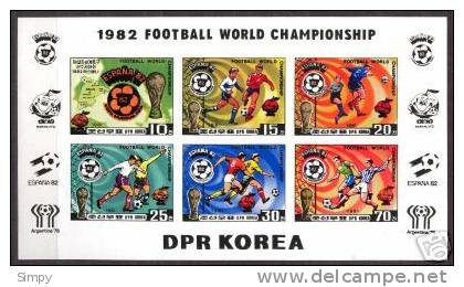 North Korea 1981: Football WC 1982 IMPERFORATED Stamps + Block +sheetlet   MNH ( Michel 2099B-2103B, Block 94B) - 1982 – Spain