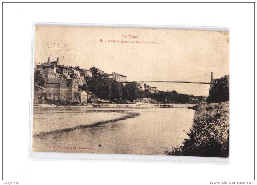 81 RABASTENS Vue Générale, Pont Suspendu, Ed Labouche 51, Tarn, 192? - Rabastens