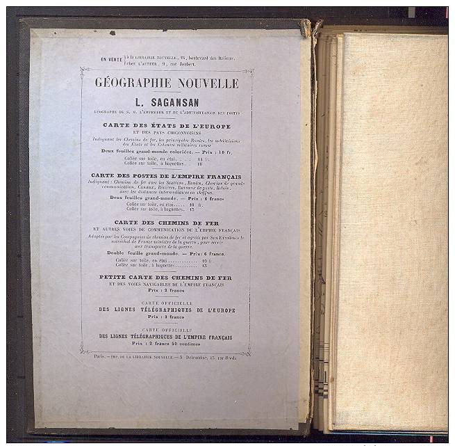 Livre-carte Officielle Des Chemins De Fer L. Sagansan Paris 1857 - 1801-1900