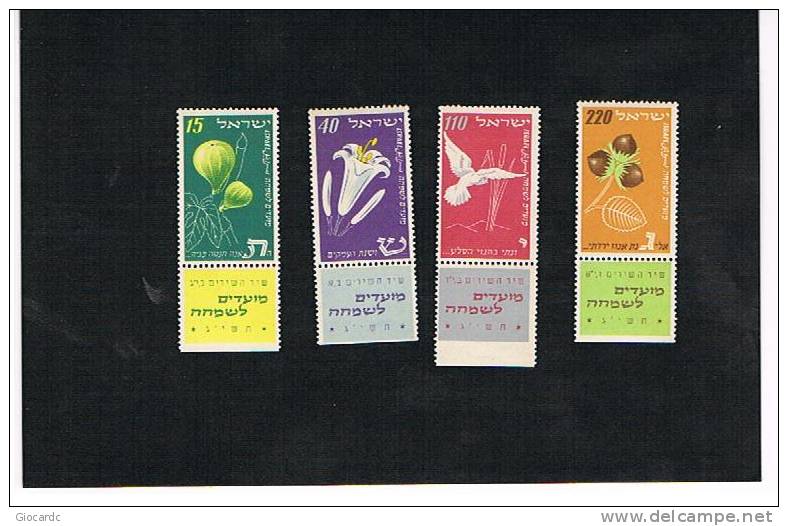 ISRAELE (ISRAEL) - UNIF.58.61  - 1952 NUOVO ANNO 5713    - NUOVI (MINT) ** CON APPENDICE - Unused Stamps (with Tabs)