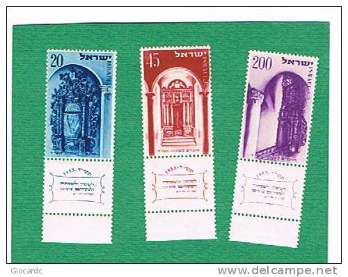 ISRAELE (ISRAEL) - UNIF. 68.70  - 1953 NUOVO ANNO 5714   - NUOVI (MINT) ** CON APPENDICE - Unused Stamps (with Tabs)