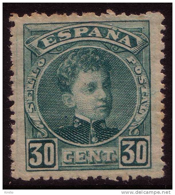 Edifil 249* Nuevo, Alfonso XIII Cadete 30 Cts Verde. Margenes Enormes. Catalogo 75 Eur - Ongebruikt