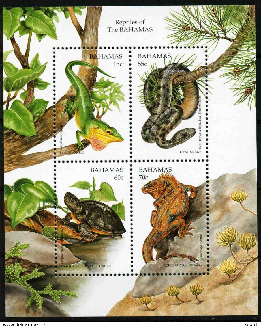Bahamas 1996 MiNr. (Block 81) Fauna IV Reptiles Snakes Turtles S\sh MNH** 11.00 € - Tortues