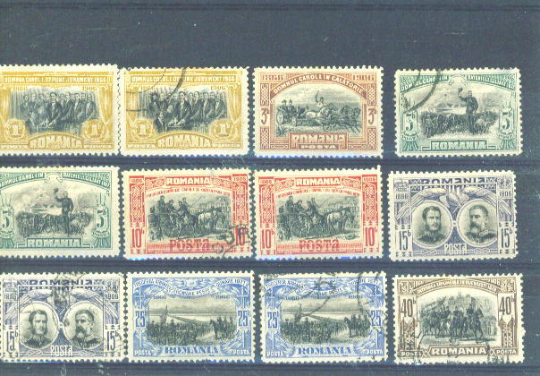 RUMANIA - 1906 40 Years Rule Values As Scans (Mixed Condition With Hinge Remainders) - Usado