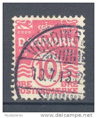 Denmark 1912 Mi. 64  10 Øre Numbers & Waves Wellenlinien Mit Herzchen VORDINGBORG Cancel - Gebruikt