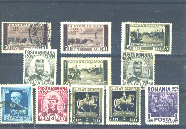 RUMANIA - 1939 Birth Centenary Of Carol I Values As Scans (Hinge Remainders) - Oblitérés