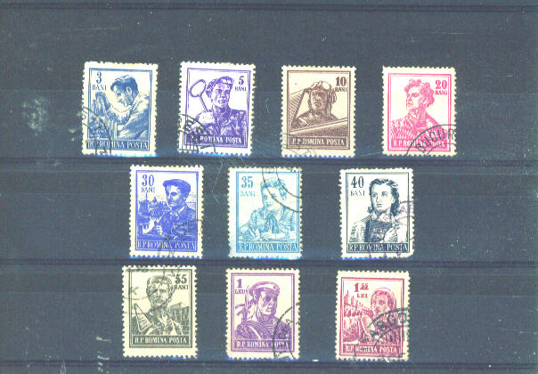 RUMANIA - 1955 Definitives Values As Scan (Hinge Remainders) - Used Stamps