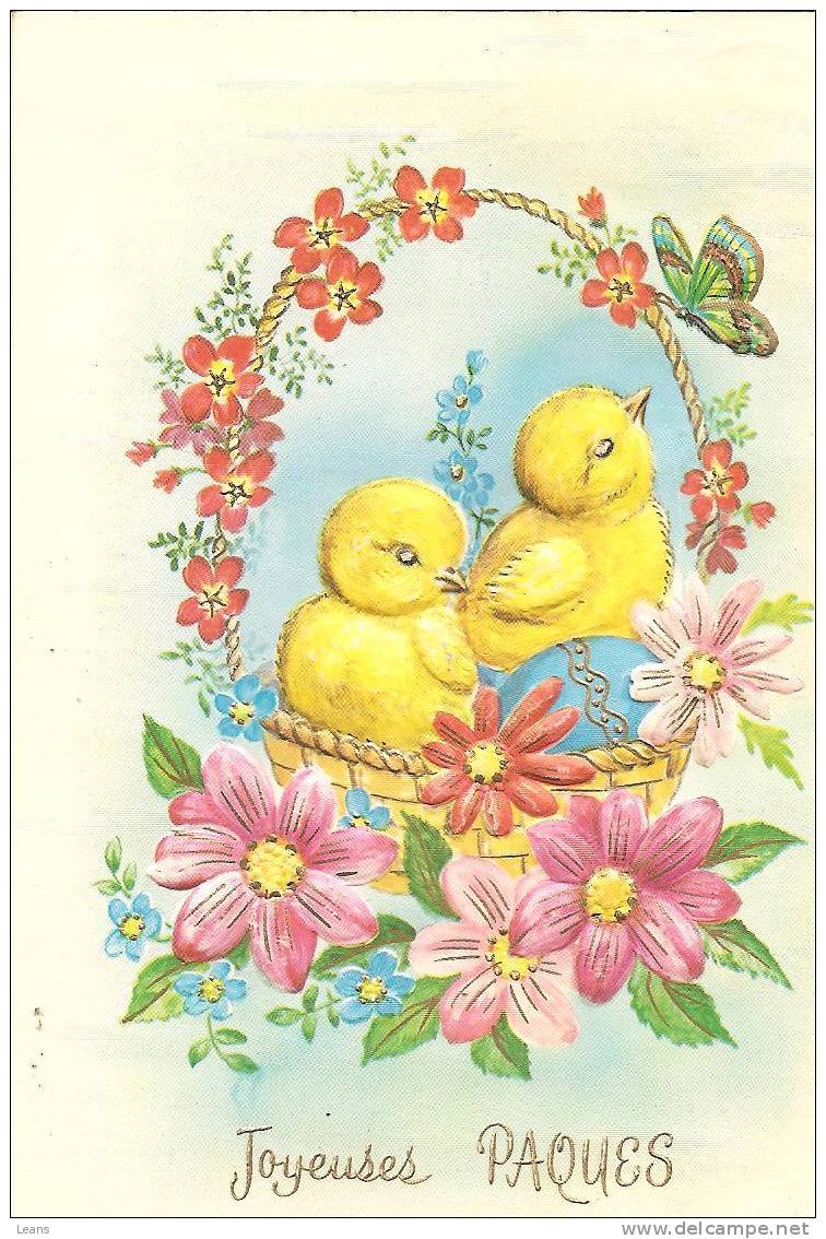 CARTE GAUFREE AVEC POUSSINS "joyeuses Paques" Format 10X15cm - Pâques