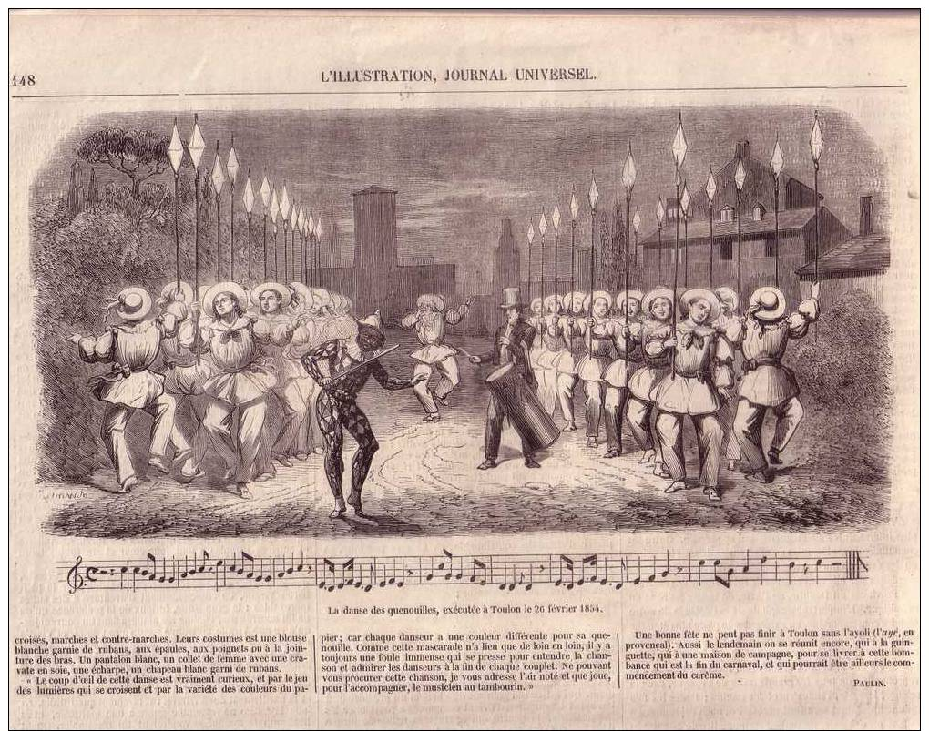 L´Illustration N°576  11/03/1854 /:folklore:danse Des Quenouilles + Cavacade à Toulon - Moeurs Vendéennes: 3P 3Grav-po - Revues Anciennes - Avant 1900
