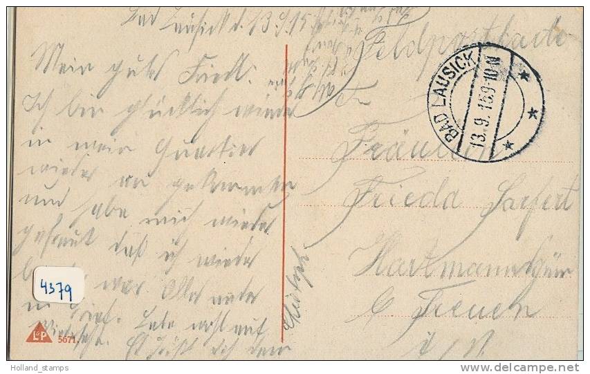 HANDGESCHRIEBEN KARTE VELDPOST FELDPOST SOLDATENBRIEF Aus 1915 Von BAD LAUSICK (4379) - Covers & Documents