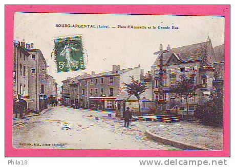 BOURG ARGENTAL  Place D´Armeville Et La Grande Rue - Magasin Joseph CANCADE - Bourg Argental