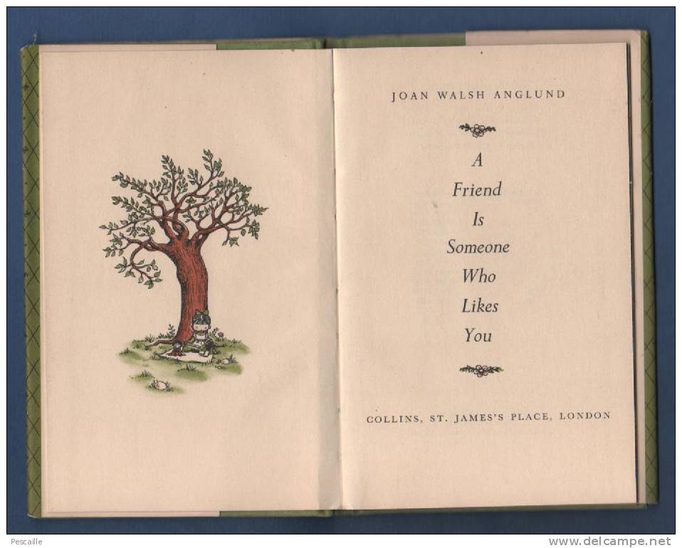 CHILDREN'S BOOK - 1958 JOAN WALSH ANGLUND - A FRIEND IS SOMEONE WHO LIKES YOU - COLLINS ST JAME´S PLACE LONDON - Bilderbücher