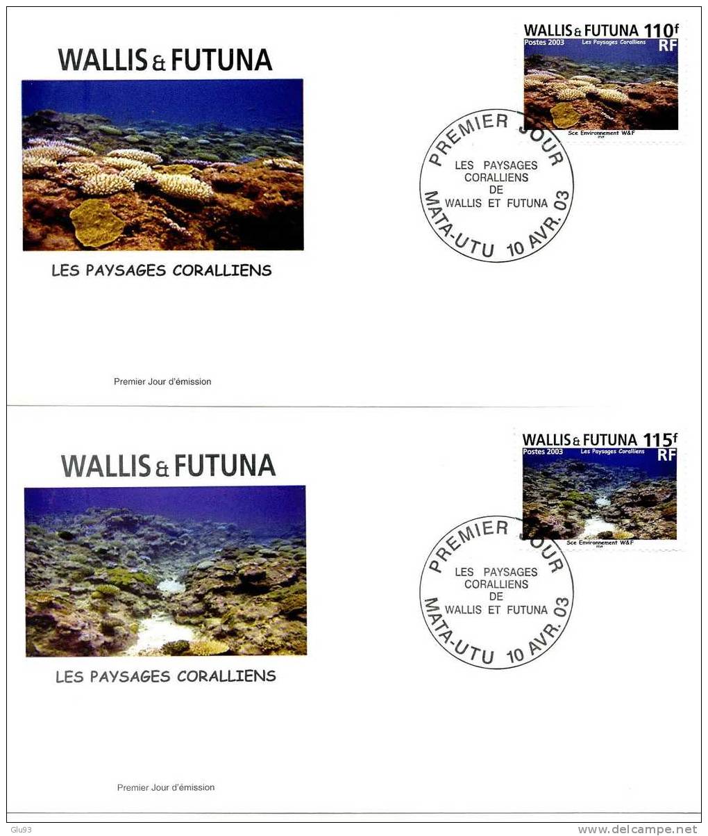 Lot 4 FDC - Wallis Et Futuna - Paysages Coralliens - 95, 105, 110, & 115 F - FDC