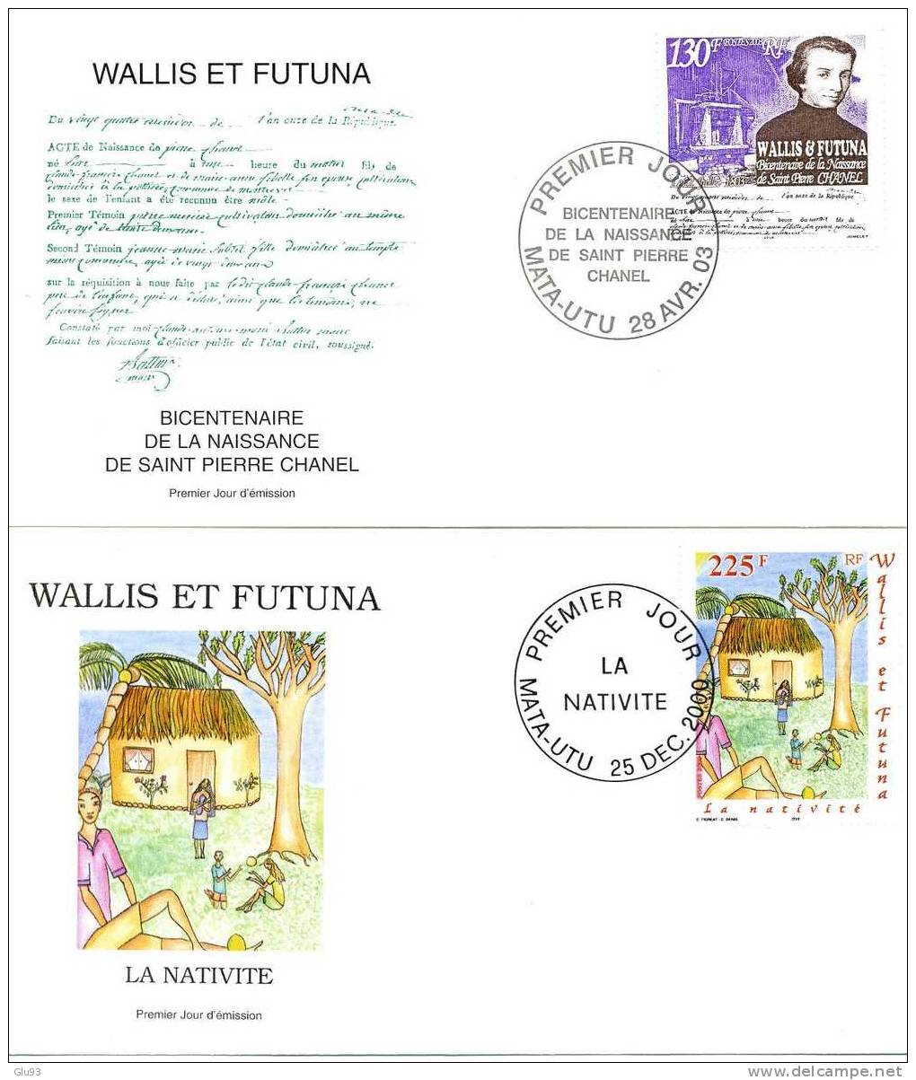 Lot 2 FDC - Wallis Et Futuna - Saint Pierre Chanel (130 F)  +  Nativité (225 F) - FDC