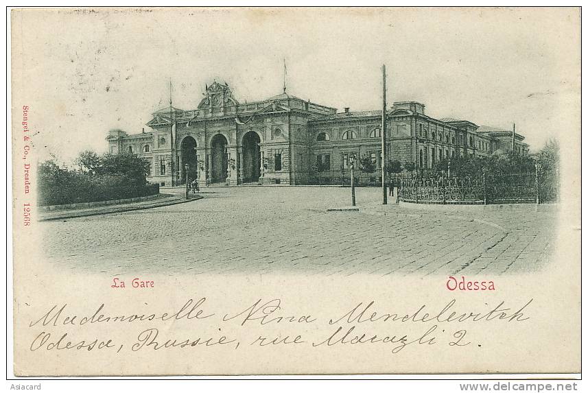 Odessa La Gare  Stengel And Co 12568 Station  Postally Used 1901 - Ukraine