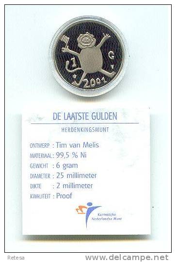 NEDERLAND LAATSTE  GULDEN  PROOF 2001 TIM VAN MELIS  IN ORIGINELE DOOS - 1980-2001 : Beatrix