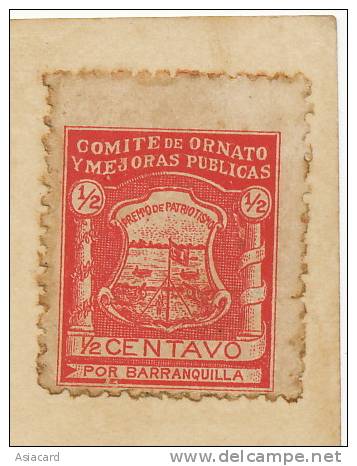 Baranquilla Vista Parcial Libreria Cervantes  Stamp Comité De Ornato Y Mejoras Publicas - Colombie