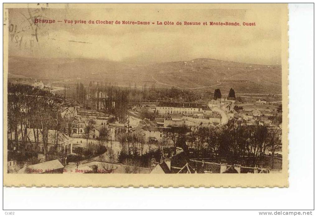 Beaune, Vue Prise Du Clocher De Notre-Dame, La Côte De Beaune Et Monte-Ronde, Ouest - Beaune