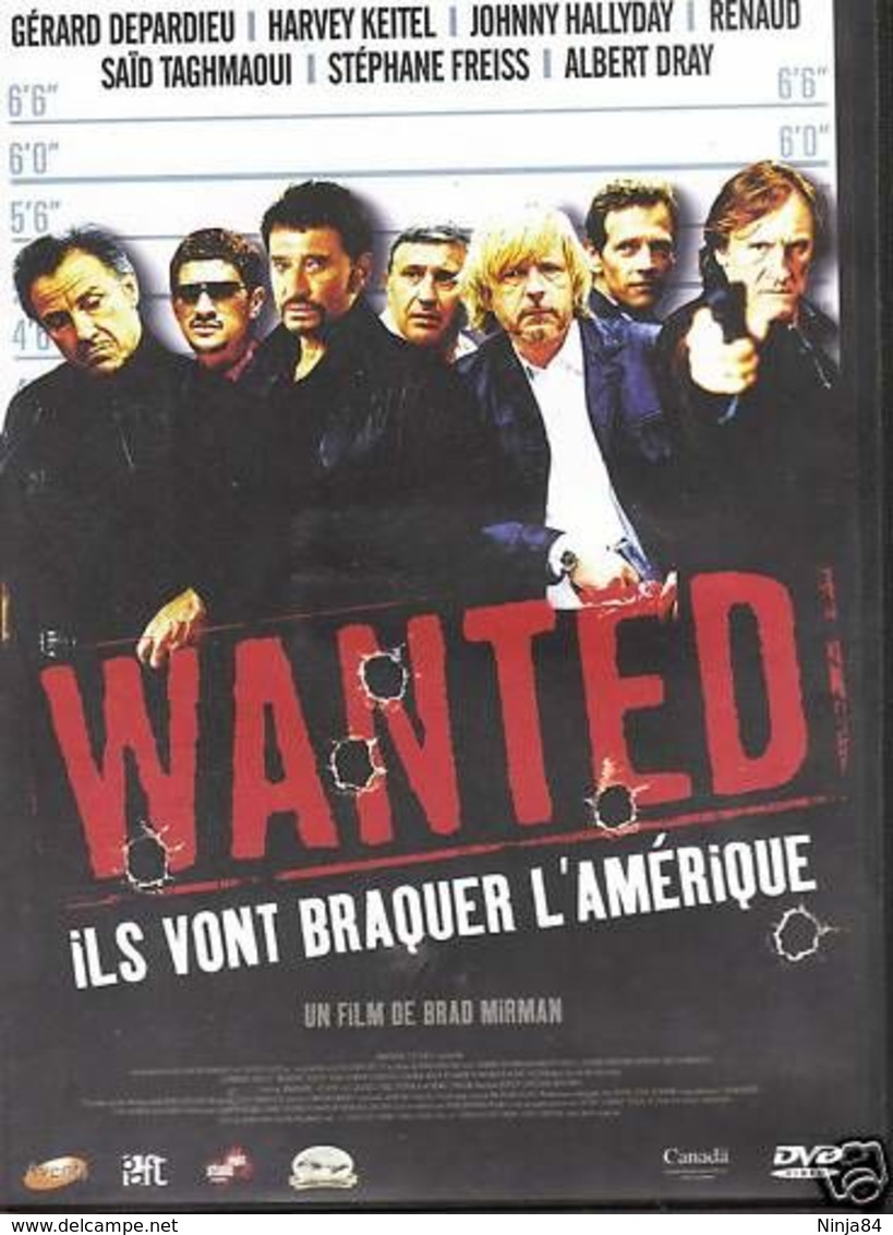 D-V-D  Johnny Hallyday / Renaud / Gérard Depardieu  "  Wanted  " - Action, Aventure