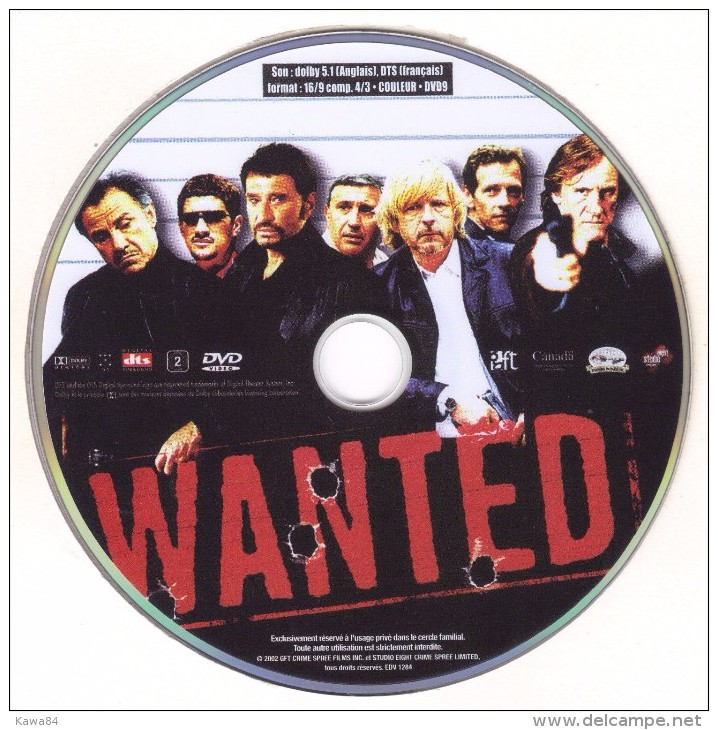 D-V-D  Johnny Hallyday / Renaud / Gérard Depardieu  "  Wanted  " - Action, Aventure