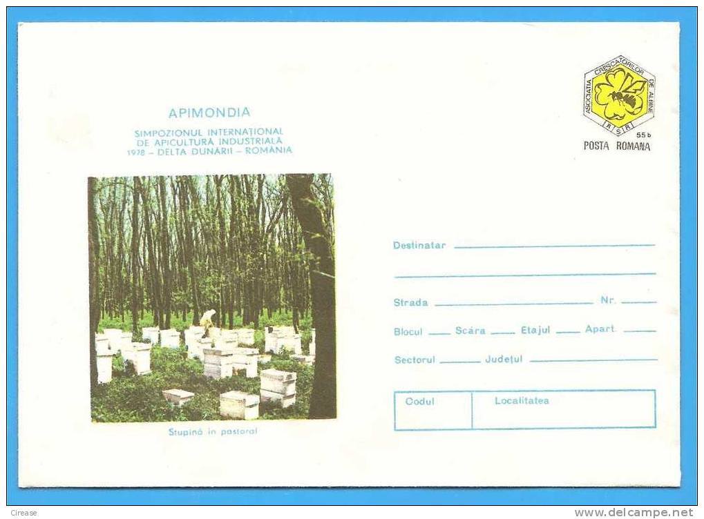 ROMANIA Postal Stationary Cover 1978. Bee Hives, Beekeeping - Abeilles