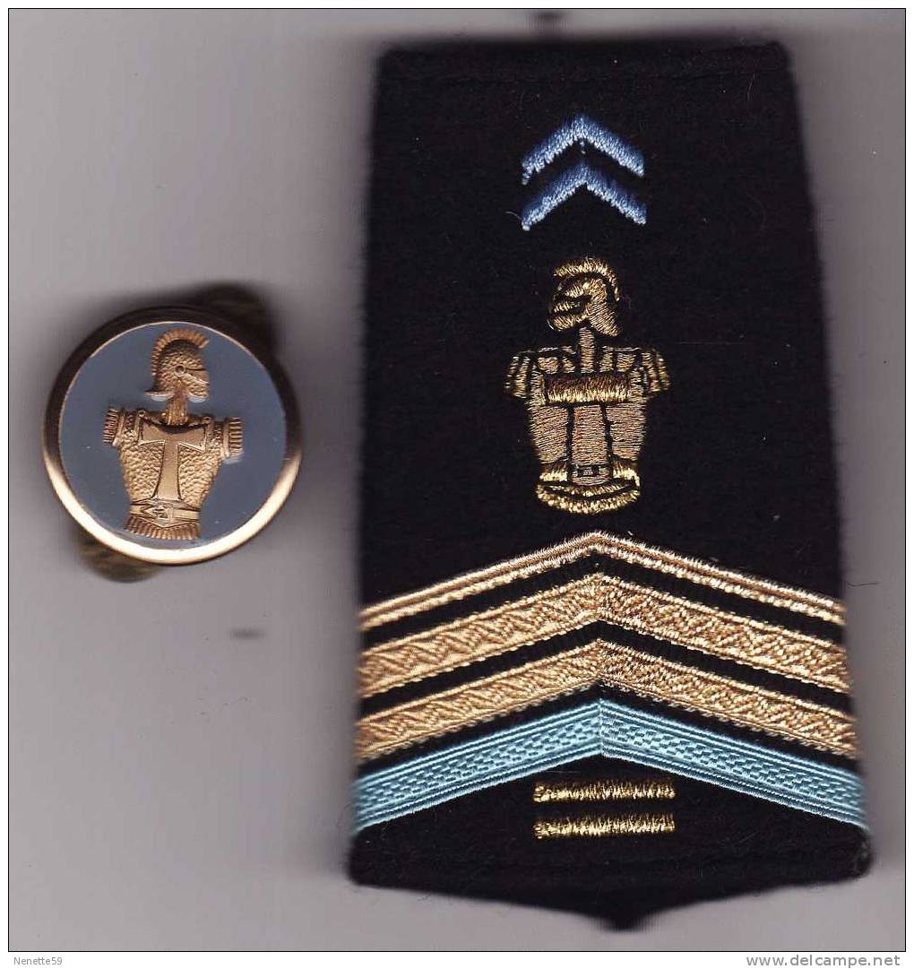 EPAULETTE + Insigne D´uniforme  Armée : Transmission Du Génie - Blazoenen (textiel)