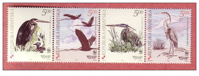 PURPLE HERON - Ardea Purpurea  ( Croatia Set Of 4. MNH** ) Egret Ardée Airone Garza ( World Wide Fund For Nature – WWF ) - Cigognes & échassiers