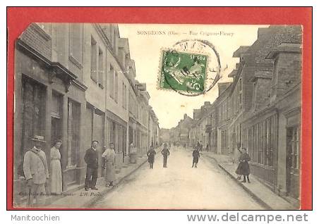 DEP 60 SONGEONS RUE CRIGNON FLEURY BELLE CARTE MAIS UN ANGLE COUPE - Songeons