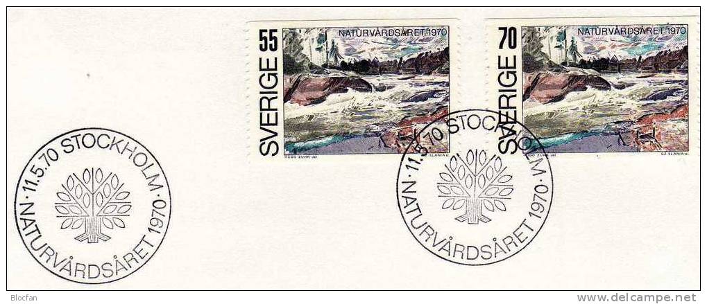 Europäisches Naturschutz - Jahr 1970 Landschaft Am Ljungan Schweden 674/5 + FDC 2€ CEPT - Mitläufer - FDC