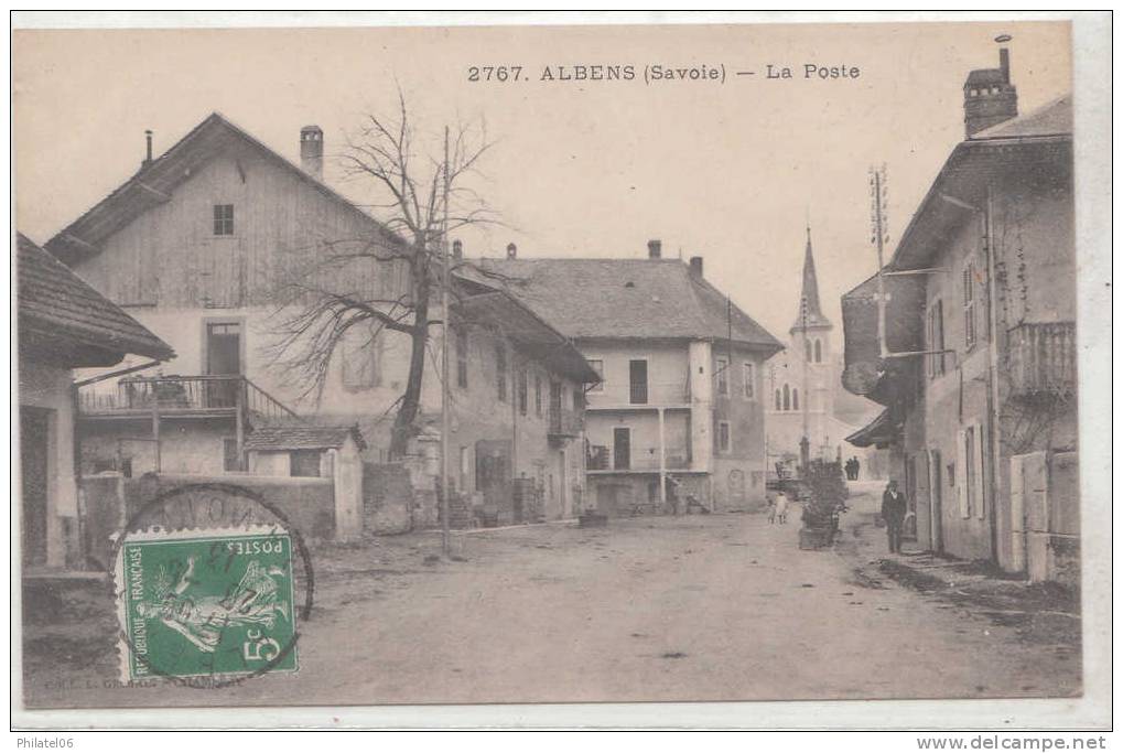 SAVOIE  ALBENS  LA POSTE  CIRCULEE  1913 - Albens