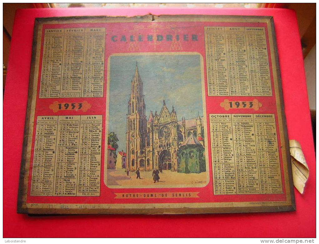 CALENDRIER 1953-NOTRE-DAME DE SENLIS-PUY DE DOME-NOMENCLATURE DES COMMUNES-SERVICE POSTAL-FOIRE ET MARCHE-CHEMINS DE FER - Grand Format : 1941-60