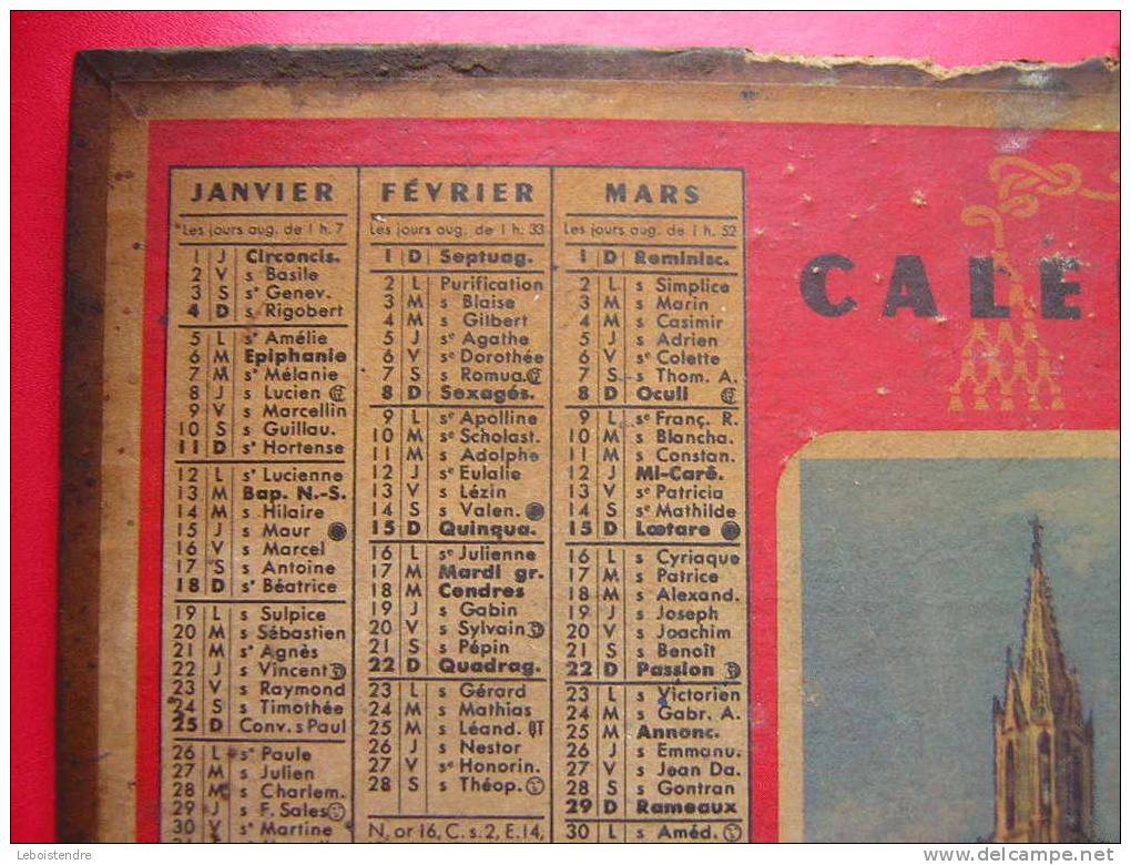 CALENDRIER 1953-NOTRE-DAME DE SENLIS-PUY DE DOME-NOMENCLATURE DES COMMUNES-SERVICE POSTAL-FOIRE ET MARCHE-CHEMINS DE FER - Grand Format : 1941-60