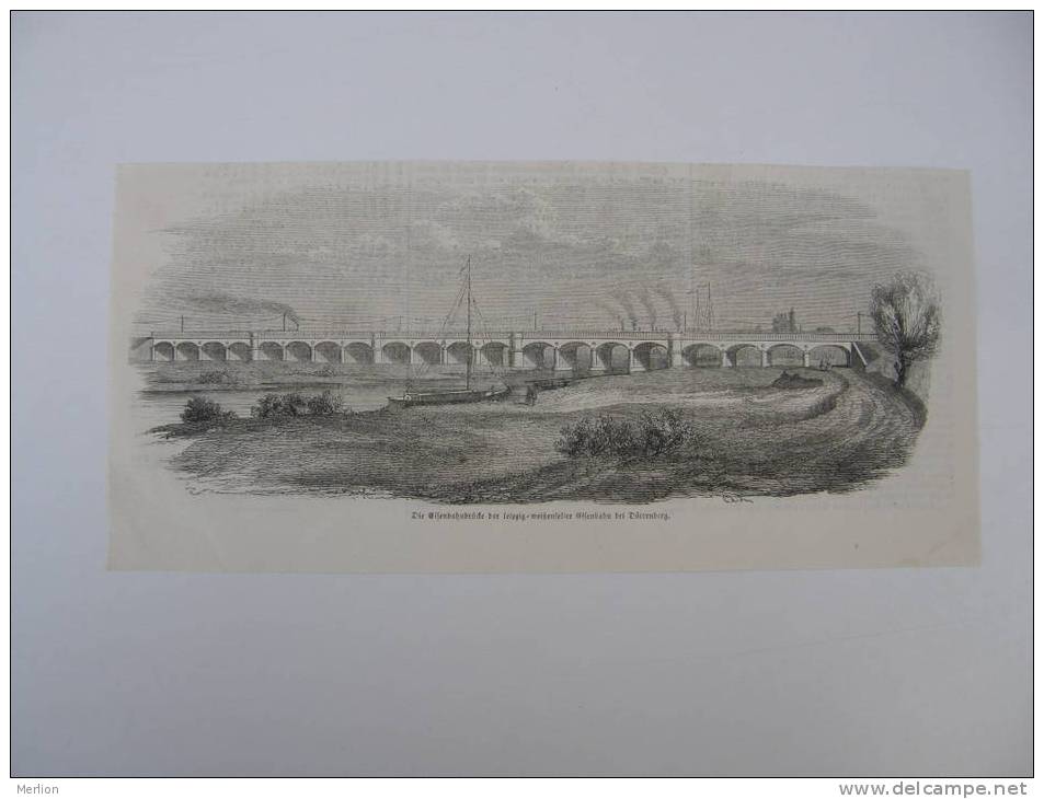 Der Eisenbahnbrücke Der Leipzig -Weisenfelier Eisenbahn Bei Dürrenberg - Wood Engraving  1856 BA6.6 - Estampes & Gravures