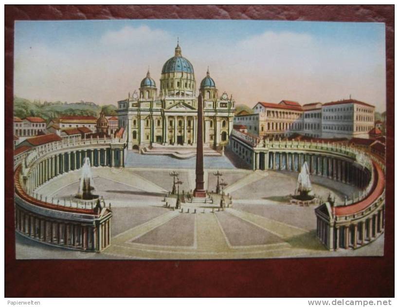 Roma - Künstlerkarte Piazza S Pietro - La Basilica E Il Vaticano - San Pietro